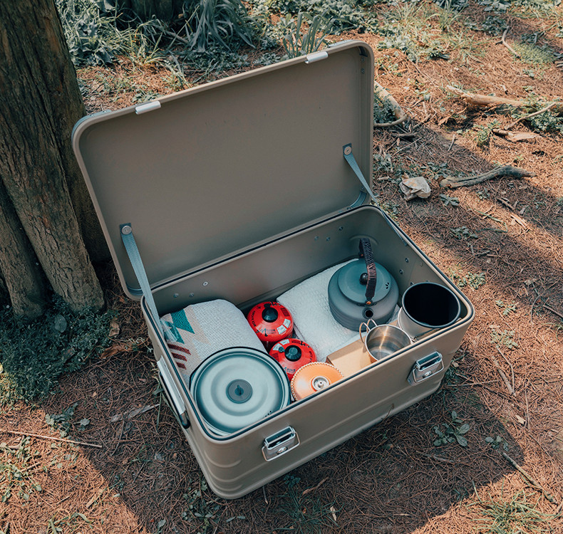 Cajas de almacenamiento de aluminio para acampar al aire libre
