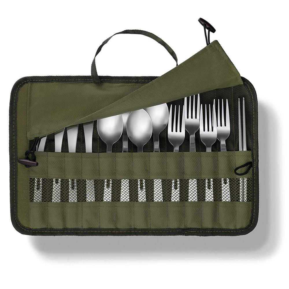 Juego de 13 utensilios de picnic de acero inoxidable