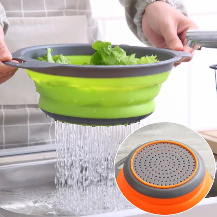 Cesta de drenaje de silicona plegable | Colador plegable portátil para cocina