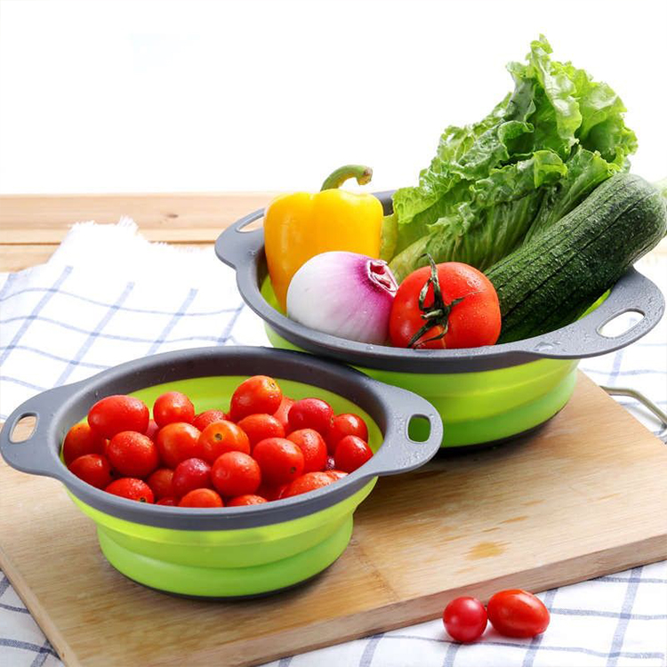 Cesta de drenaje de silicona plegable | Colador plegable portátil para cocina
