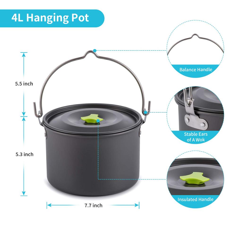 Juego de utensilios de cocina para acampar de 21 piezas | Utensilios de cocina portátiles apilables