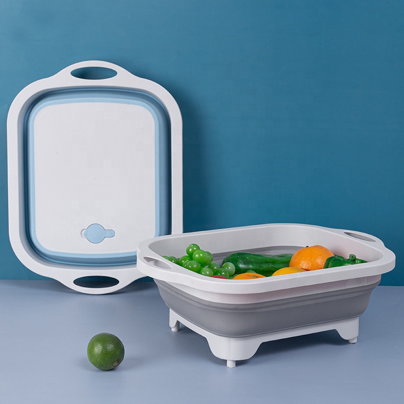 Fregadero plegable y cesta de drenaje drenable | Tabla de cortar plegable