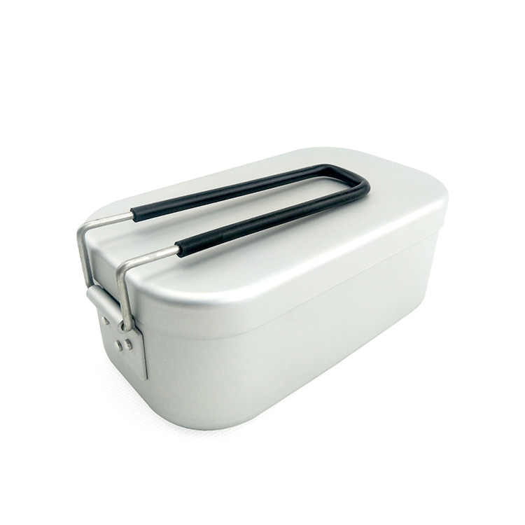 Caja de almacenamiento de alimentos de aluminio para acampar de 0.8 l/1 l