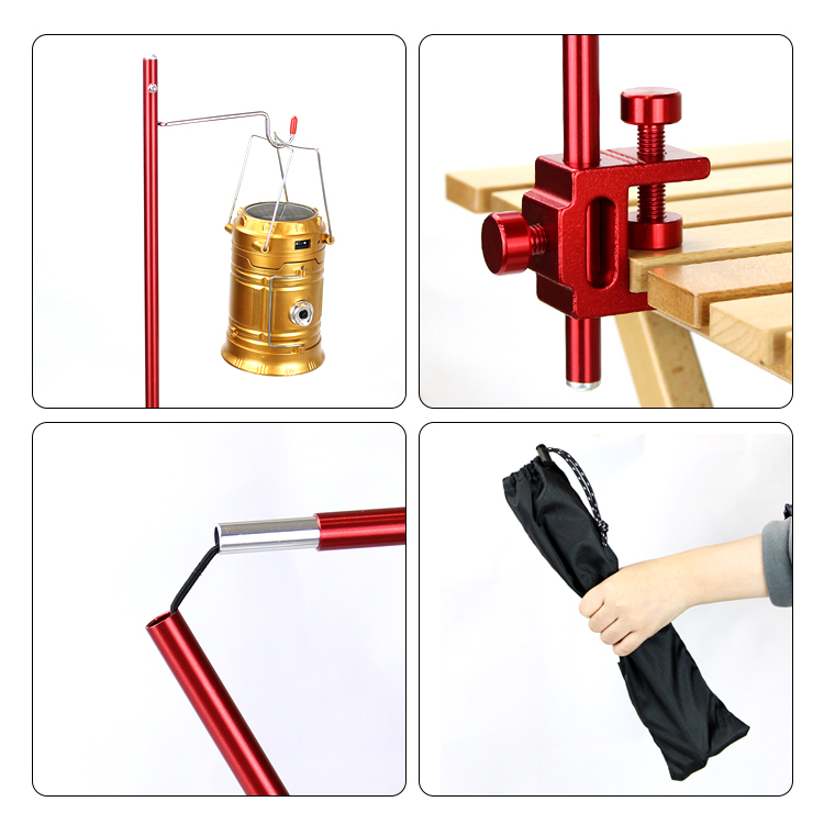Soporte de luz de camping plegable de aluminio para exteriores