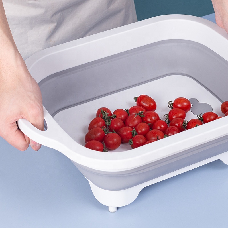 Fregadero plegable y cesta de drenaje drenable | Tabla de cortar plegable