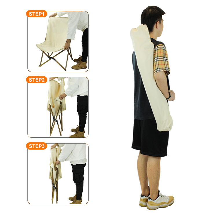 Silla de camping portátil de madera | Soporte de mariposa, tela de lona