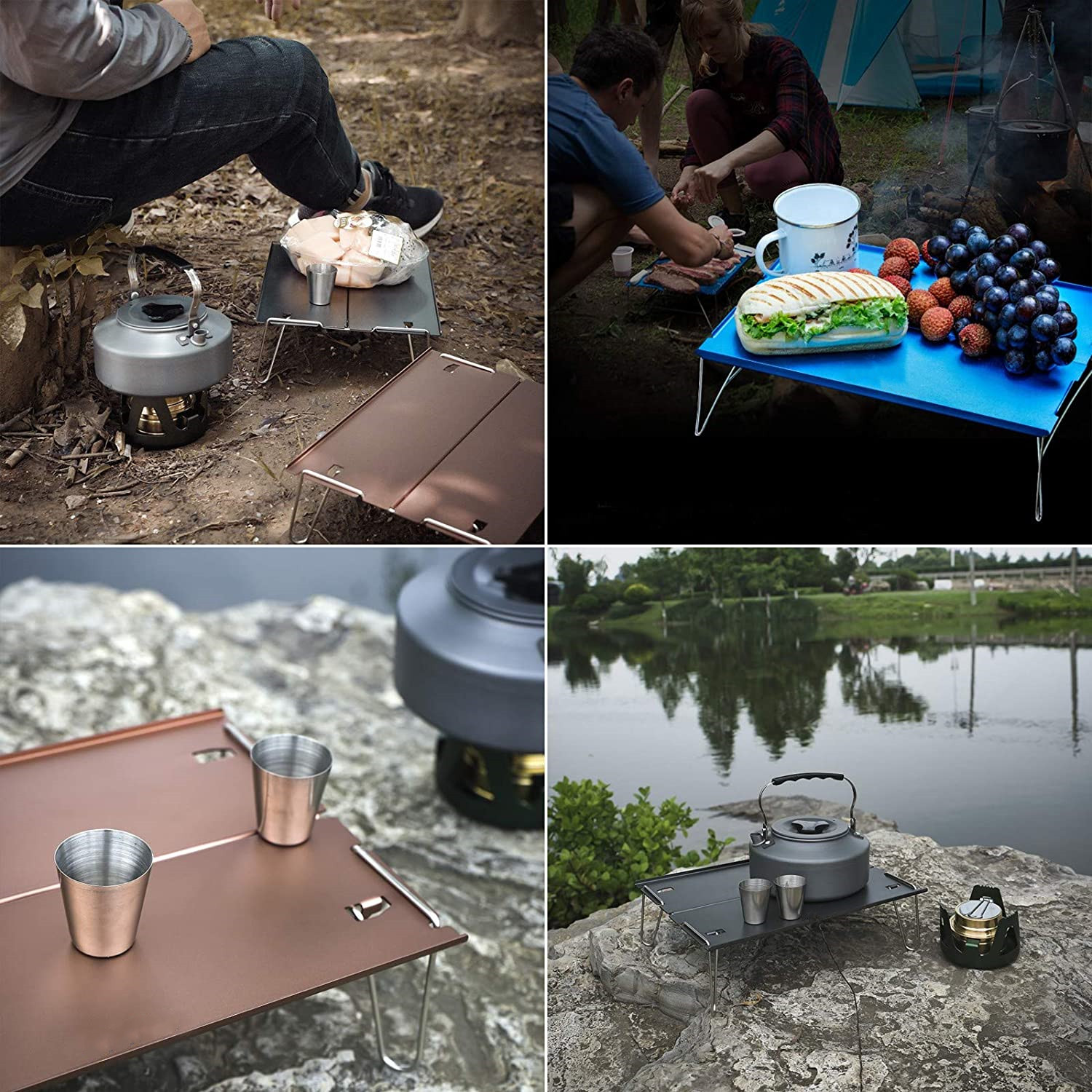 Mesa de picnic plegable portátil para acampar en miniatura