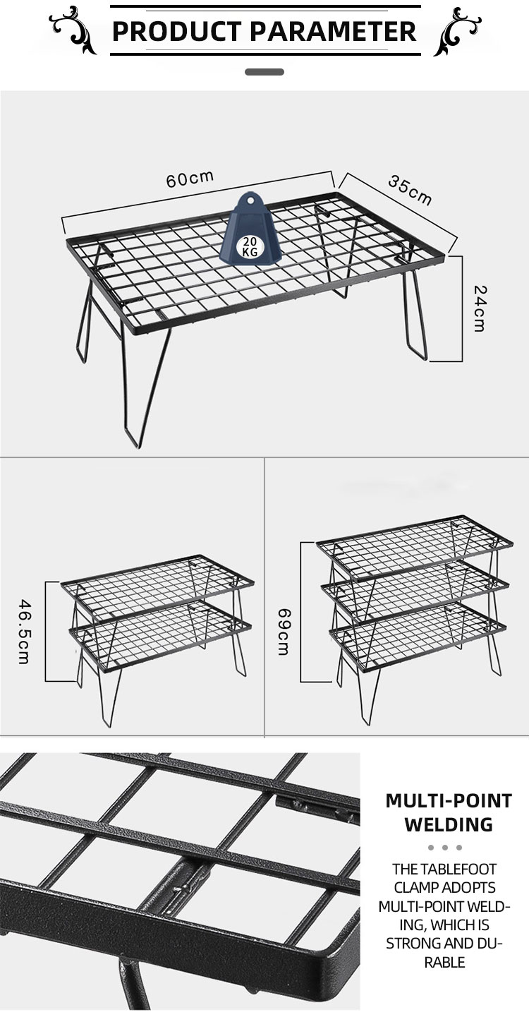 Mesa plegable de rejilla para picnic y acampada