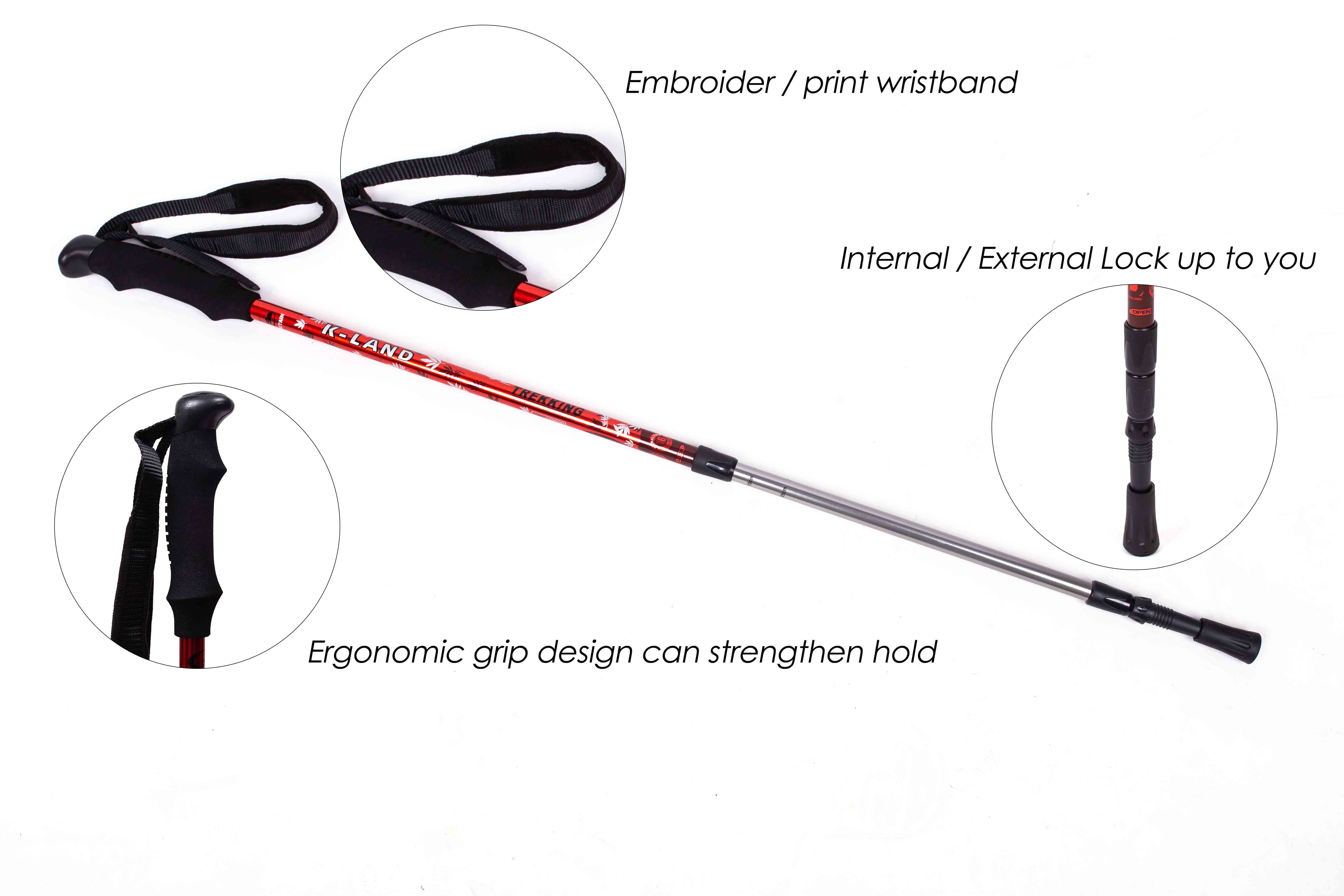 Bastones de trekking telescópicos de aluminio de 3 secciones para exteriores personalizados