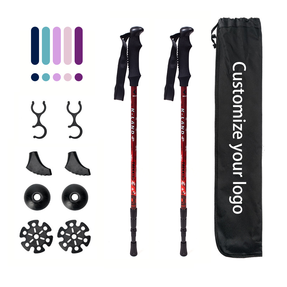 Bastones de trekking telescópicos de aluminio de 3 secciones para exteriores personalizados