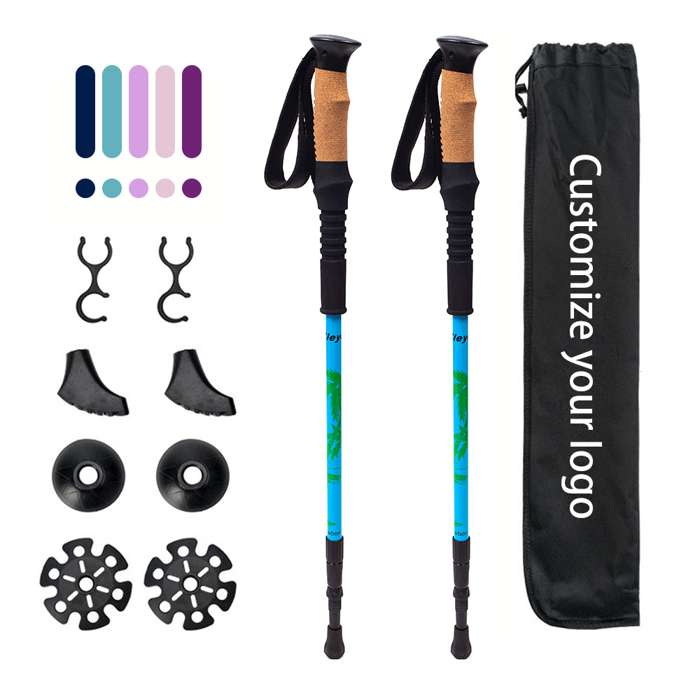 Bastones de trekking para acampar telescópicos de aluminio 3 de 7075 secciones
