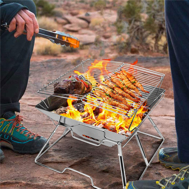 Parrilla de carbón plegable para fogatas: quemador de estufa de leña para exteriores