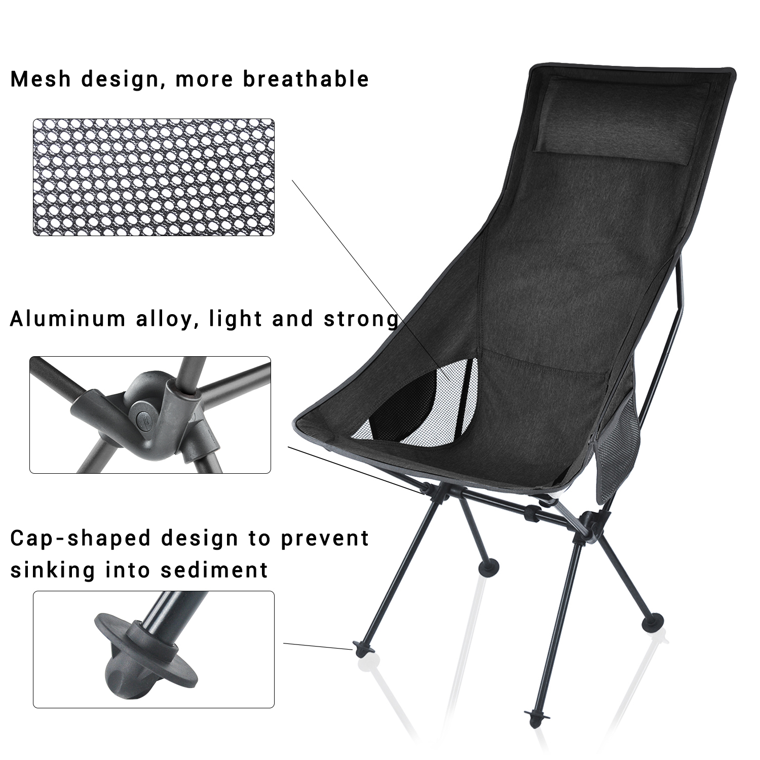 Silla de camping plegable OEM para aventuras, playa y pesca