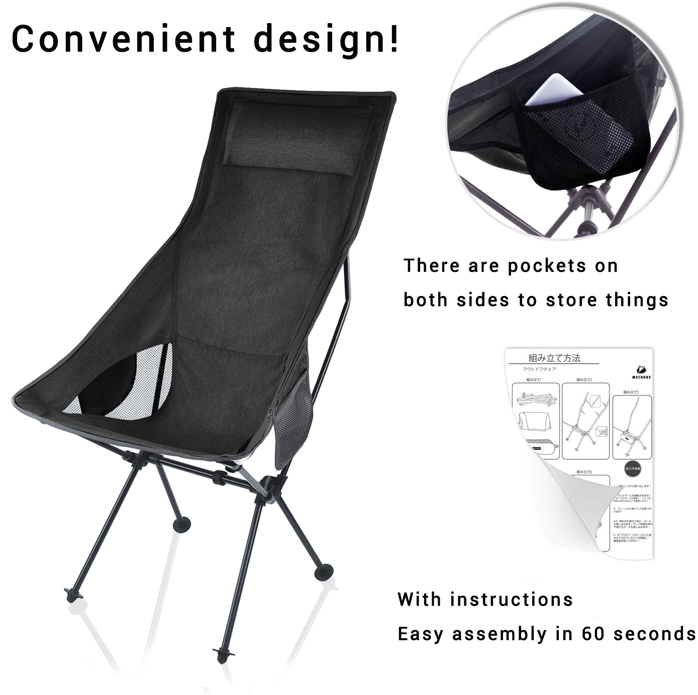 Silla de camping plegable OEM para aventuras, playa y pesca