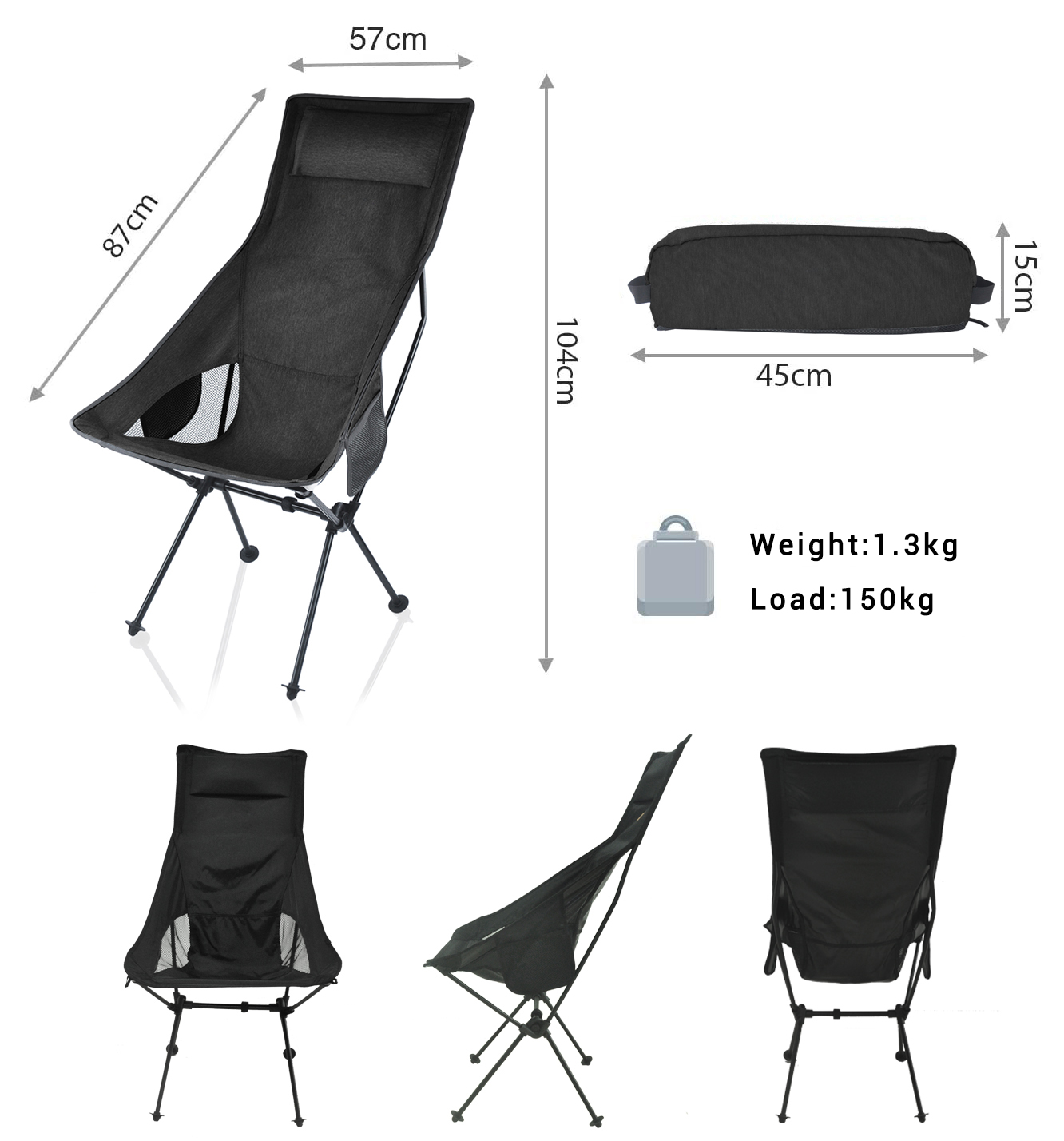 Silla de camping plegable OEM para aventuras, playa y pesca