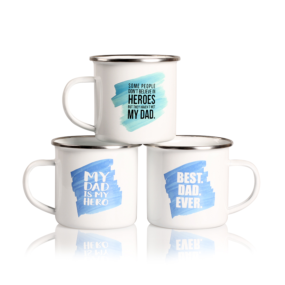 Tazas de camping al aire libre esmaltadas de 250 a 450 ml: taza para beber con impresión personalizada