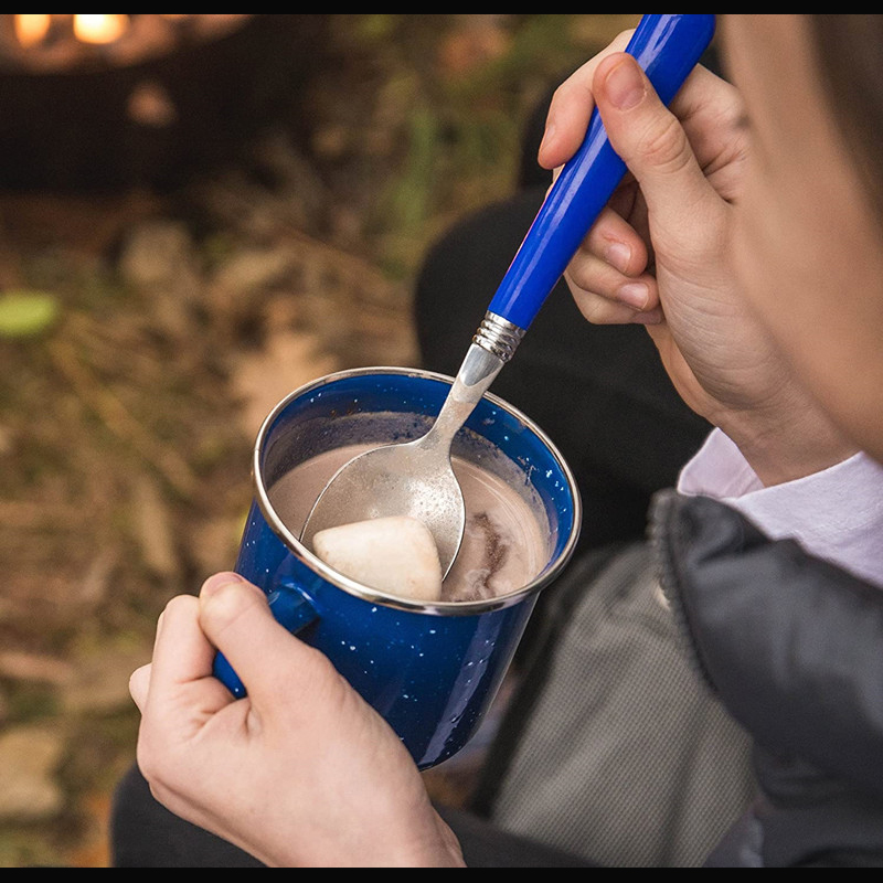 Juego de vajilla esmaltada para acampar de 24 piezas: platos, cuencos, tazas y utensilios