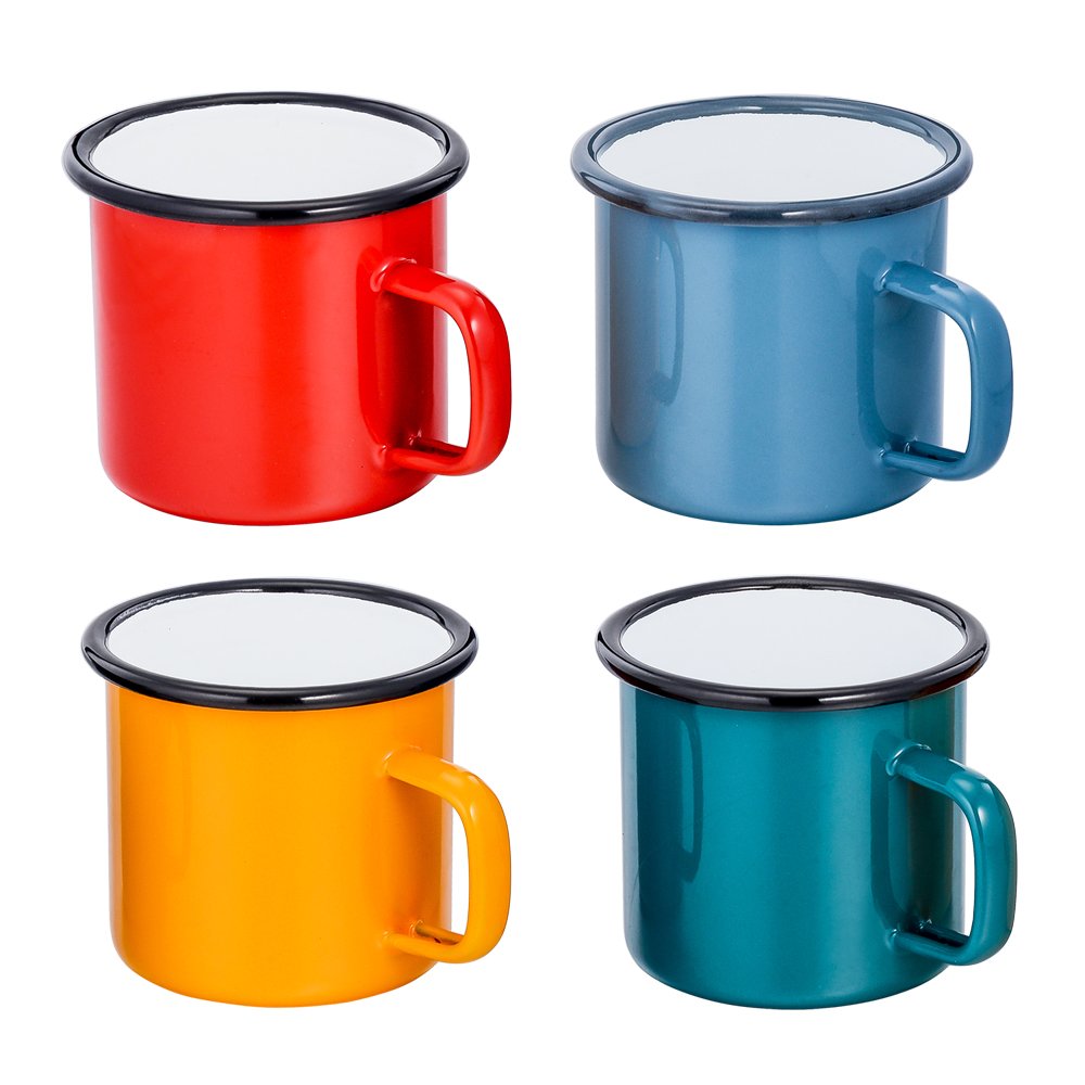 Tazas de camping al aire libre esmaltadas de 250 a 450 ml: taza para beber con impresión personalizada