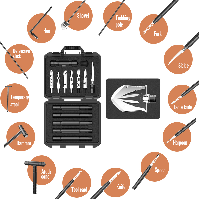 Juego de herramientas y palas multifuncionales Kit de bastones de trekking