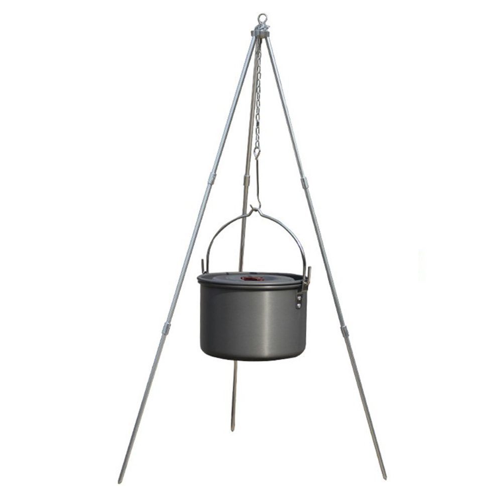 Trípode de aluminio para cocinar y acampar de 3 secciones