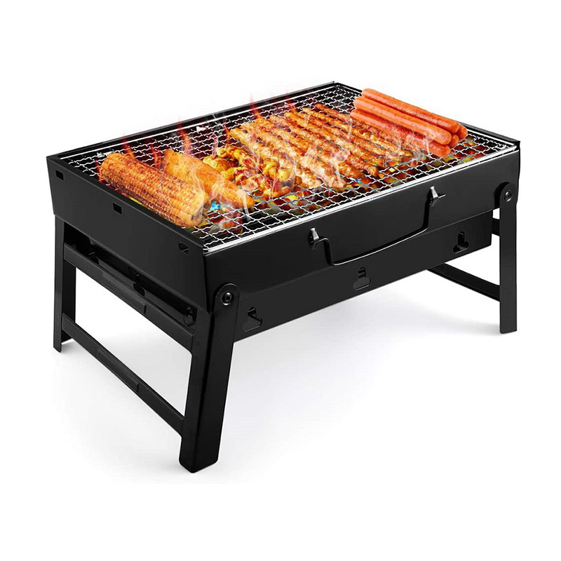 Parrilla de barbacoa plegable portátil para acampar al aire libre de color negro