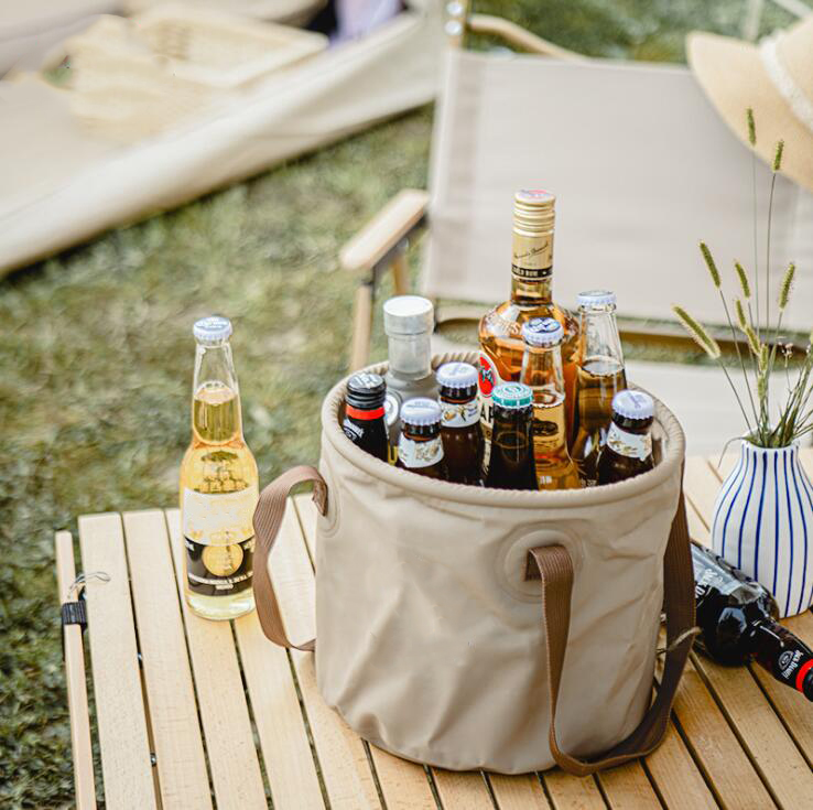 Cubo portátil plegable redondo para viajes al aire libre y acampada