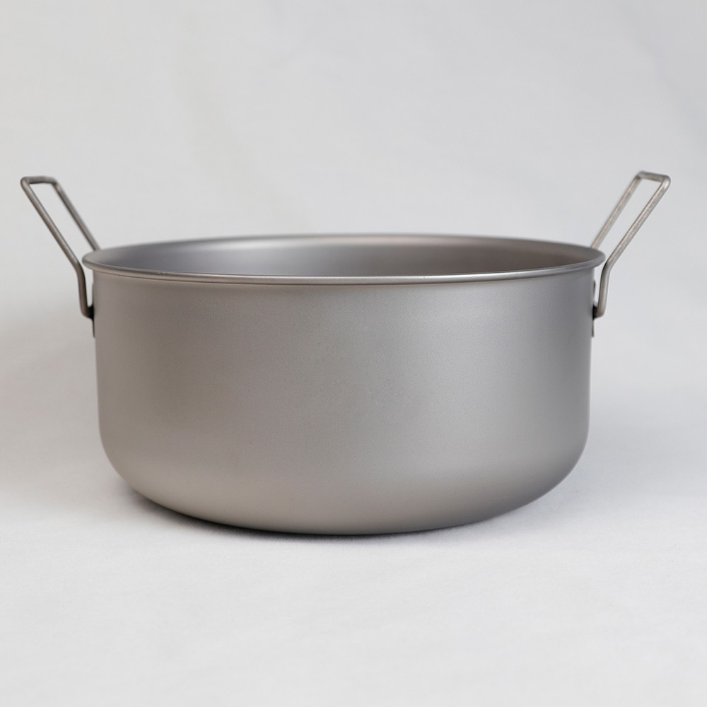 Juego de utensilios de cocina de titanio para acampar con ollas, sartenes y cuencos