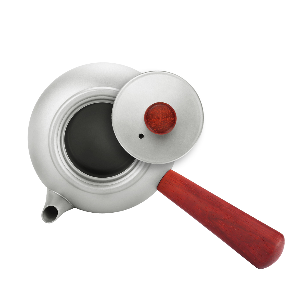 Juego de tetera de titanio para exteriores con 1 tetera, 1 lata de té y 3 tazas