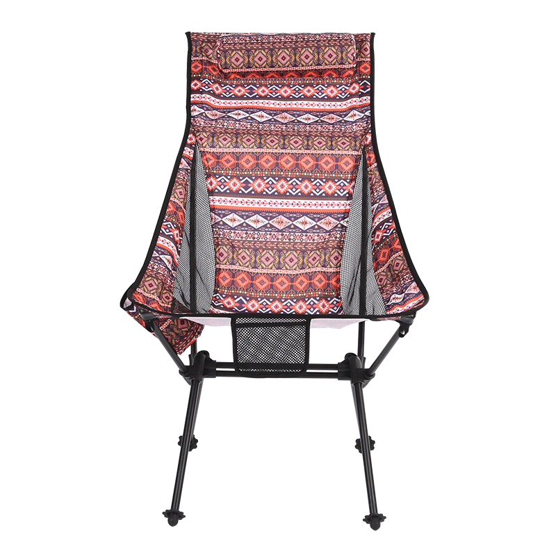 Silla de playa portátil para acampar con tela étnica colorida