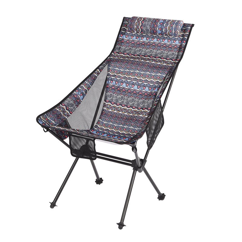 Silla de playa portátil para acampar con tela étnica colorida