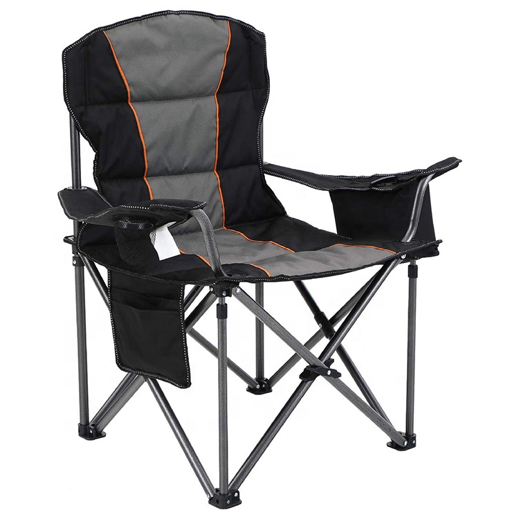 Silla plegable para playa, acolchada y resistente para acampar, con estructura de acero y portavasos