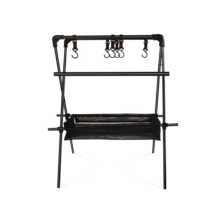 Perchero para colgar utensilios de cocina de camping de varias capas, percha de aluminio con soporte triangular