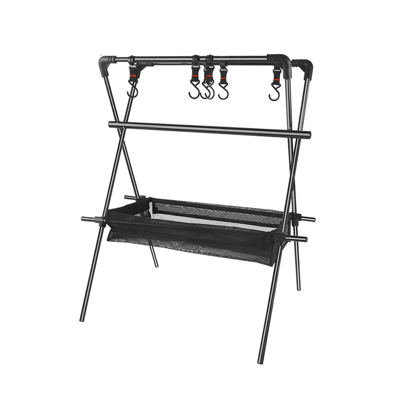 Perchero para colgar utensilios de cocina de camping de varias capas, percha de aluminio con soporte triangular