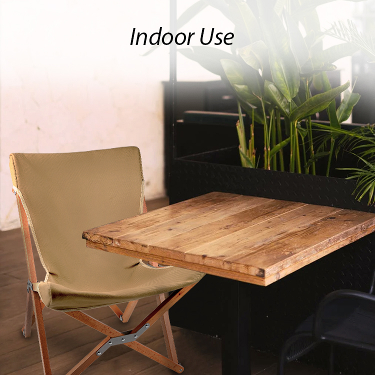 Silla de camping de madera con madera de haya y lona