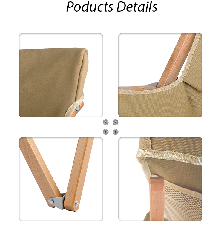 Silla de camping de madera con madera de haya y lona