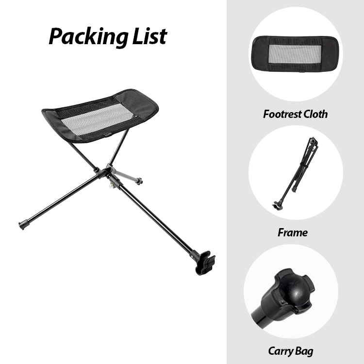 Reposapiés para silla de camping ultraligera para mochileros con bolsa de transporte