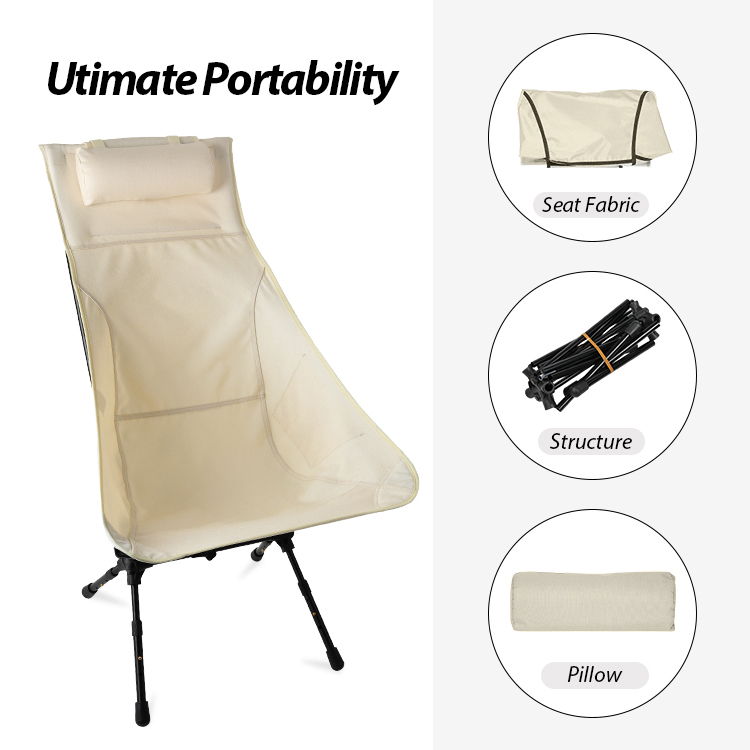 Silla plegable ultraligera para exteriores con respaldo alto