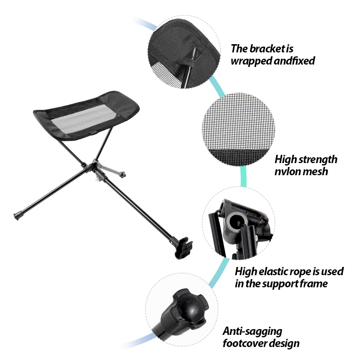 Reposapiés para silla de camping ultraligera para mochileros con bolsa de transporte