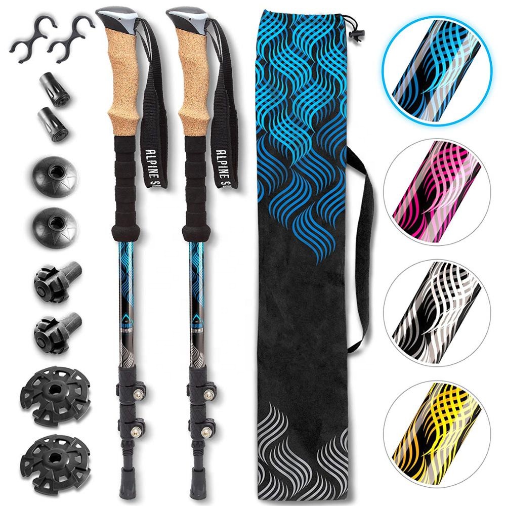 Bastones de trekking nórdico de fibra de carbono ultraligeros 2021
