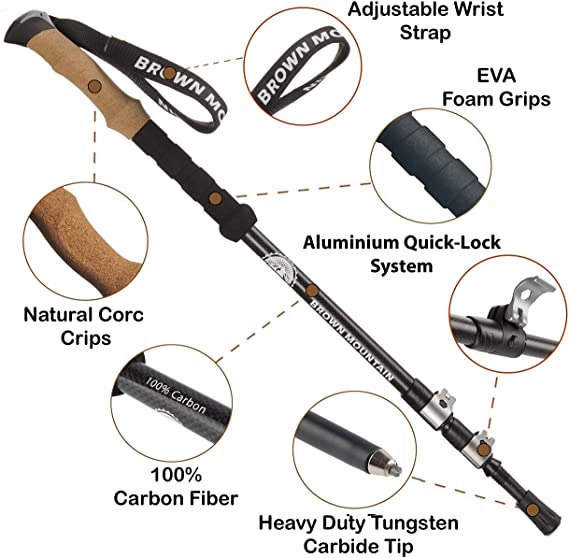 Bastones de trekking nórdico de fibra de carbono ultraligeros 2021