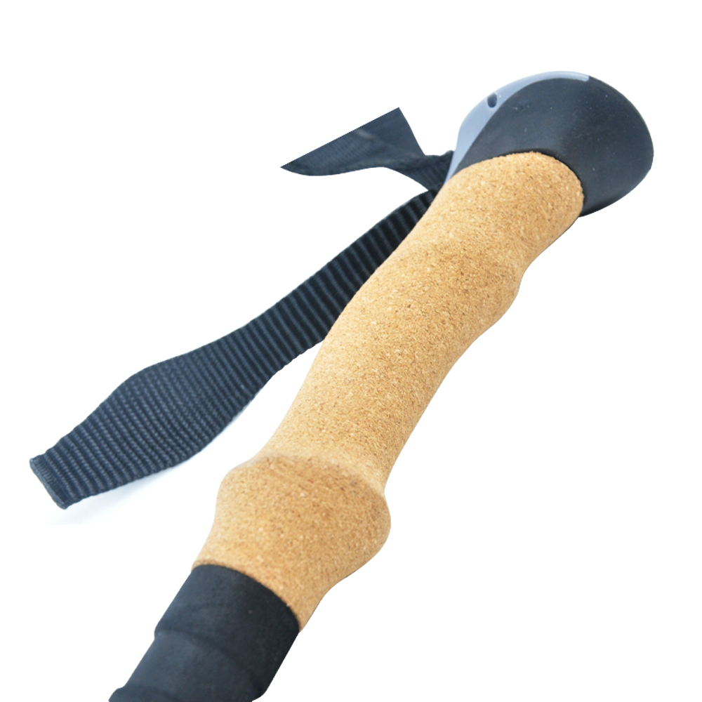 Bastones de trekking plegables con mango de madera