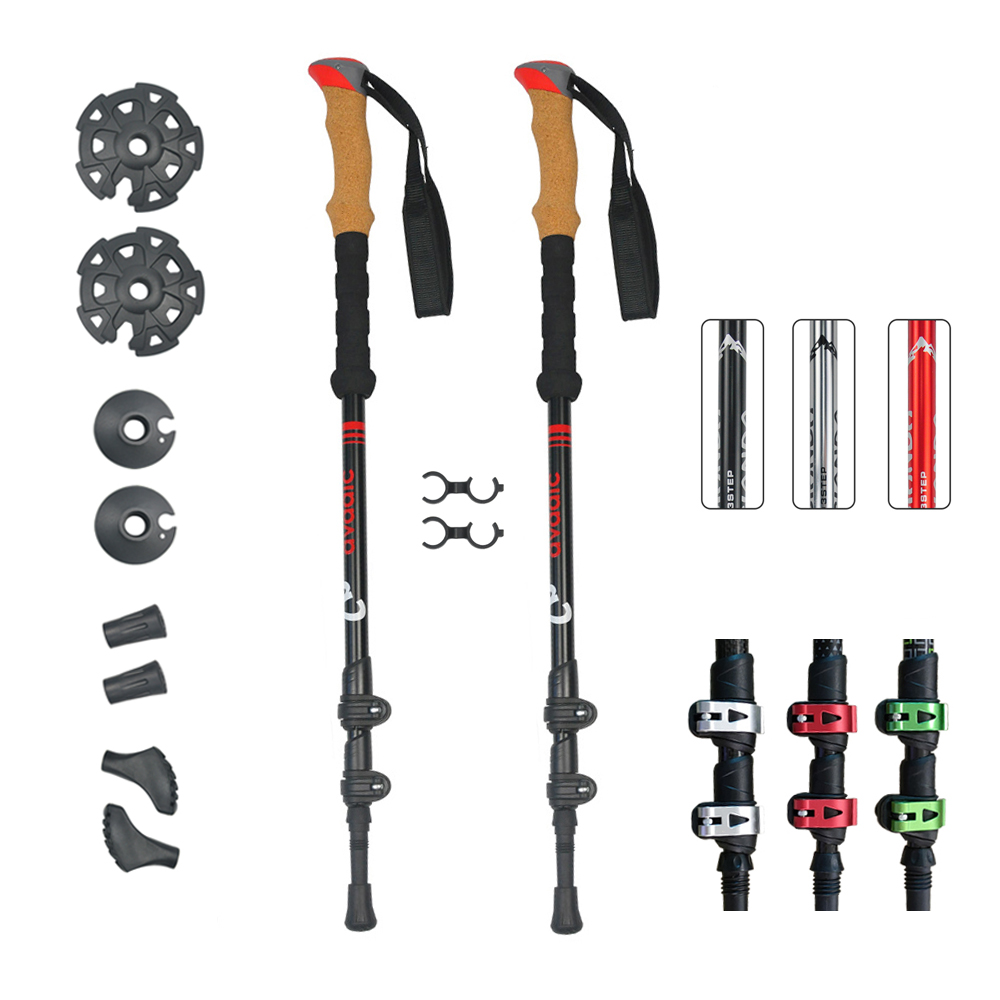 Bastones de trekking telescópicos ultraligeros de aluminio 7075