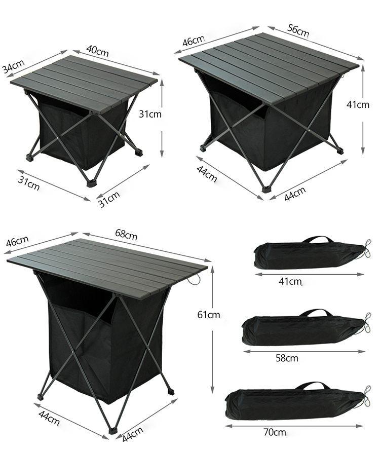 Mesa de camping de aluminio para barbacoa al aire libre