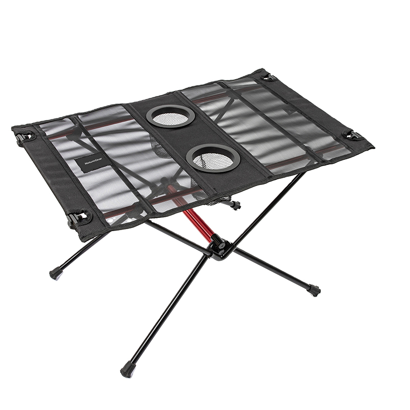Mesa de picnic plegable de tela con dos portavasos