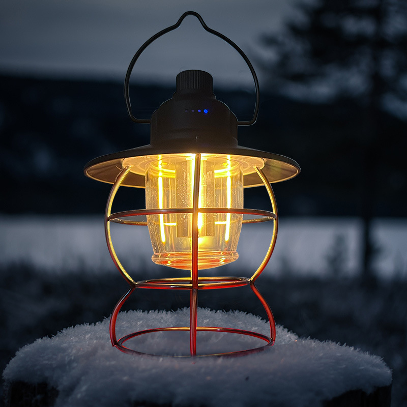 Linterna LED portátil para acampar con carga solar para exteriores