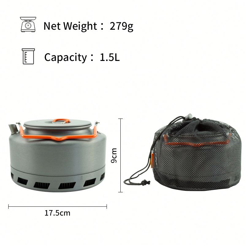 Hervidor de agua para camping, picnic, de 1.5 l, de aluminio, para café y té