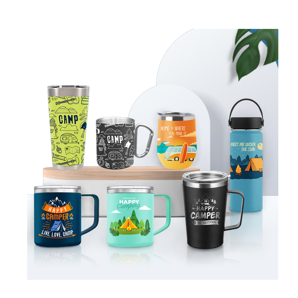 Taza de café de acero inoxidable de doble pared de 450 ml para acampar al aire libre