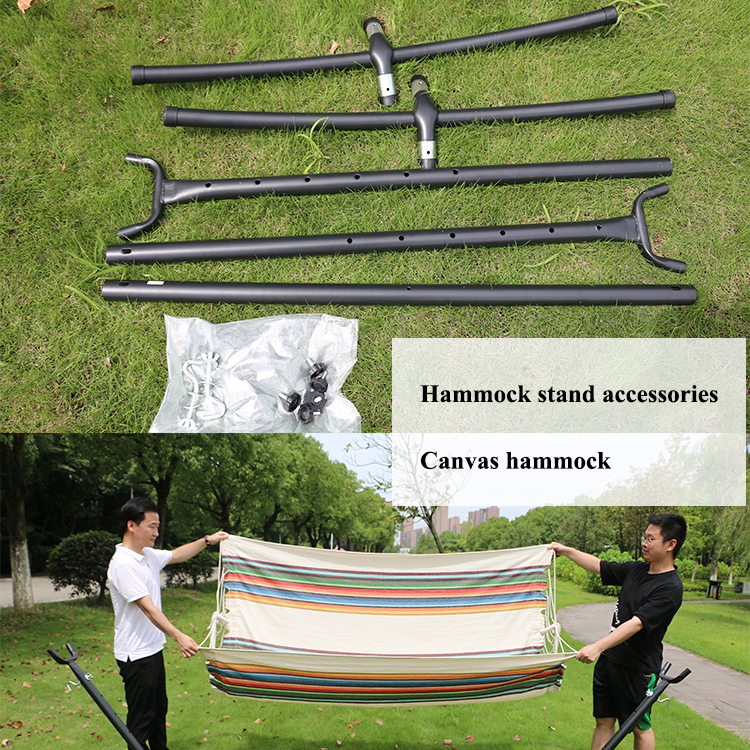 Hamaca portátil colorida para exteriores con soporte para acampar y hacer senderismo