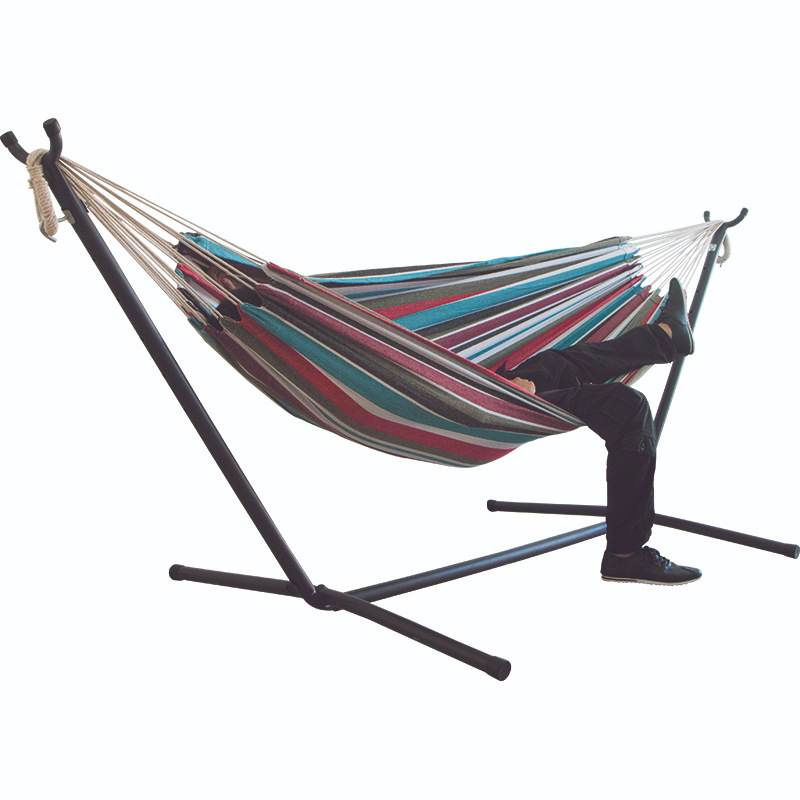 Hamaca portátil colorida para exteriores con soporte para acampar y hacer senderismo
