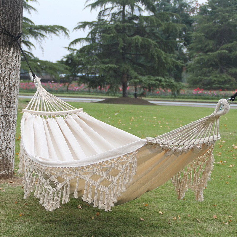 Hamacas con flecos para interior y exterior Hamacas para acampar con borlas